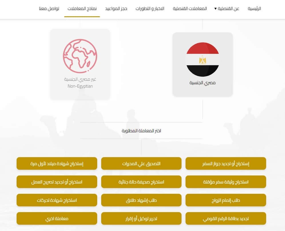 المعاملات القنصلية في سفارة مصر بالرياض