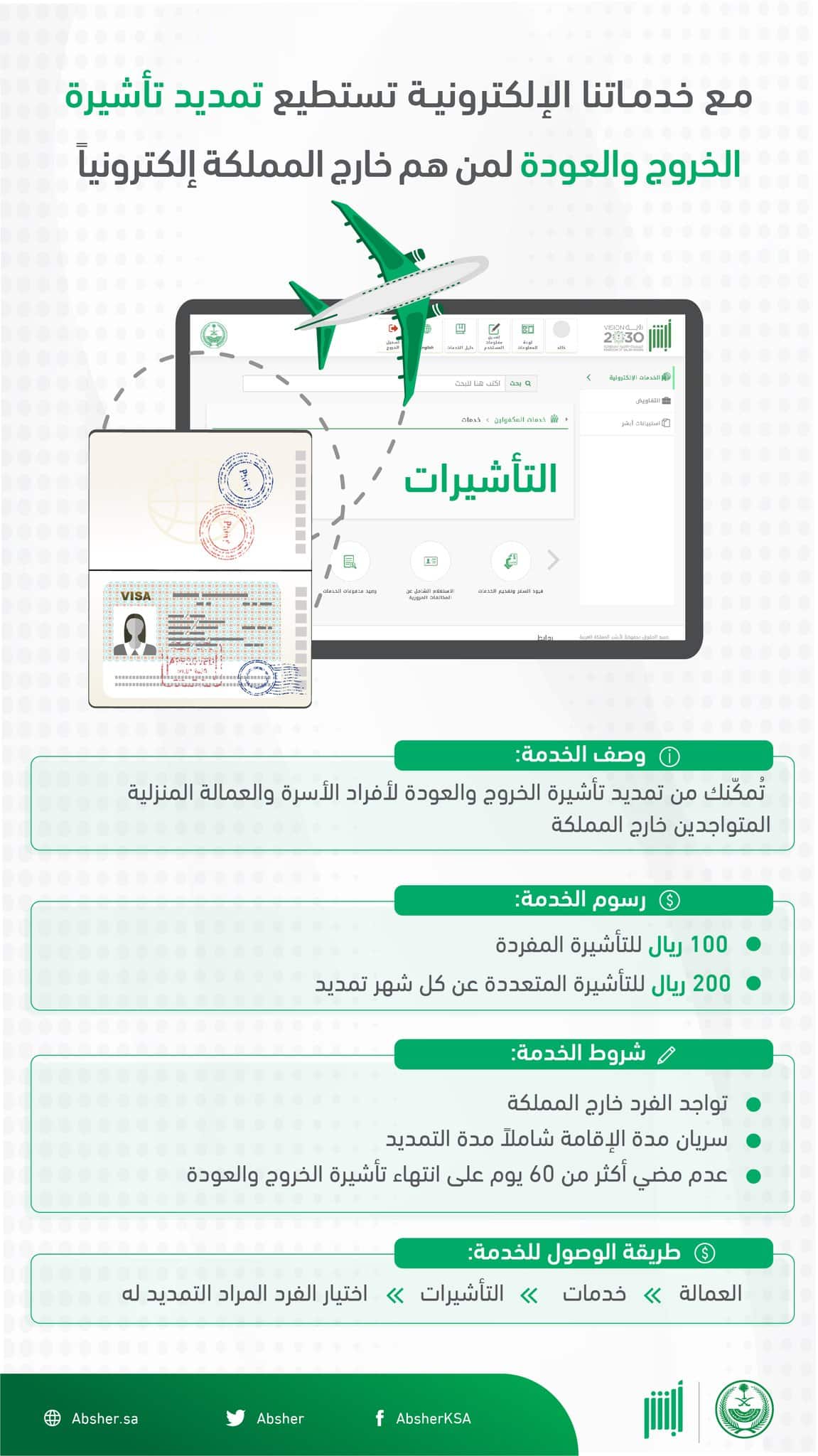 تمديد تأشيرة خروج وعودة