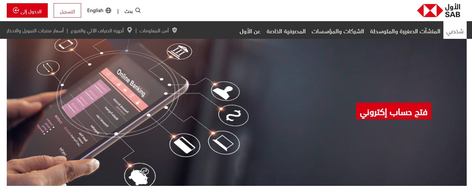 فتح حساب افراد اون لاين من ساب نت