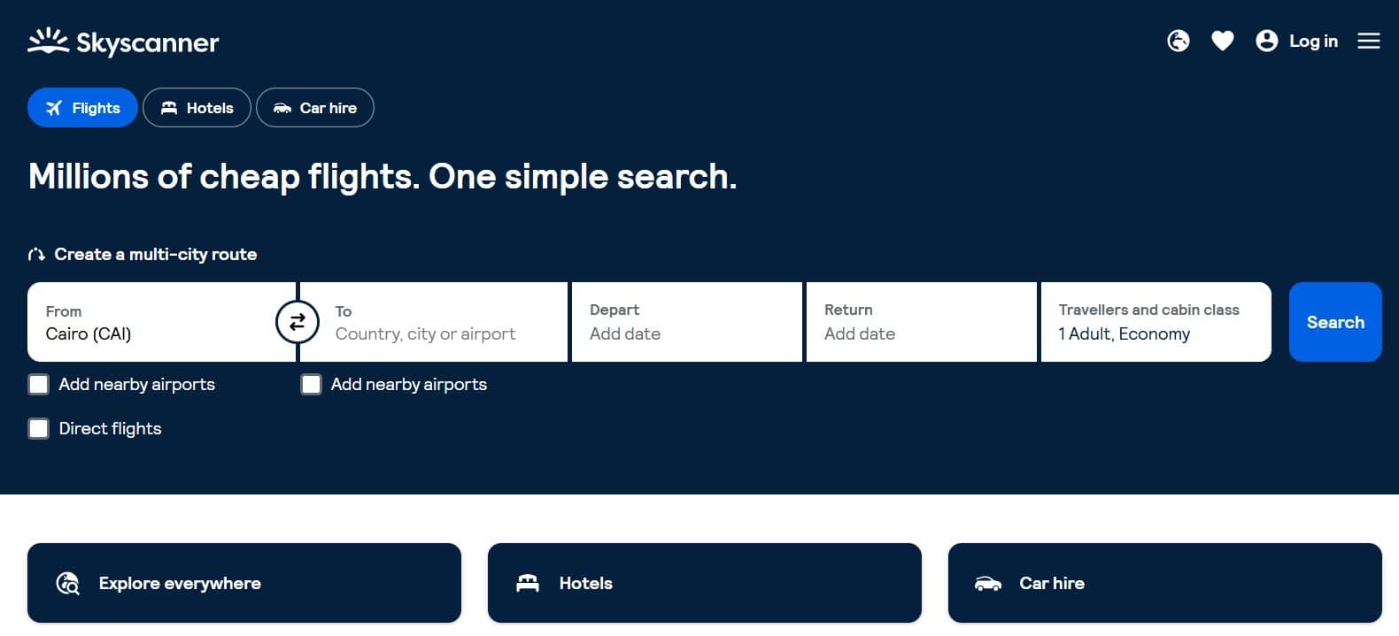 موقع Skyscanner لحجوزات تذاكر الطيران