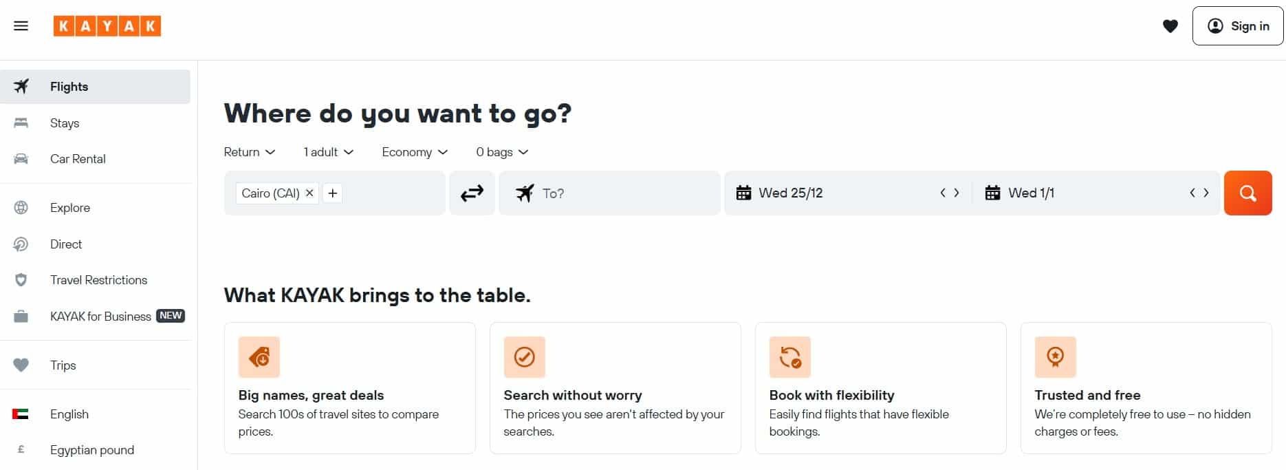 تطبيق Kayak