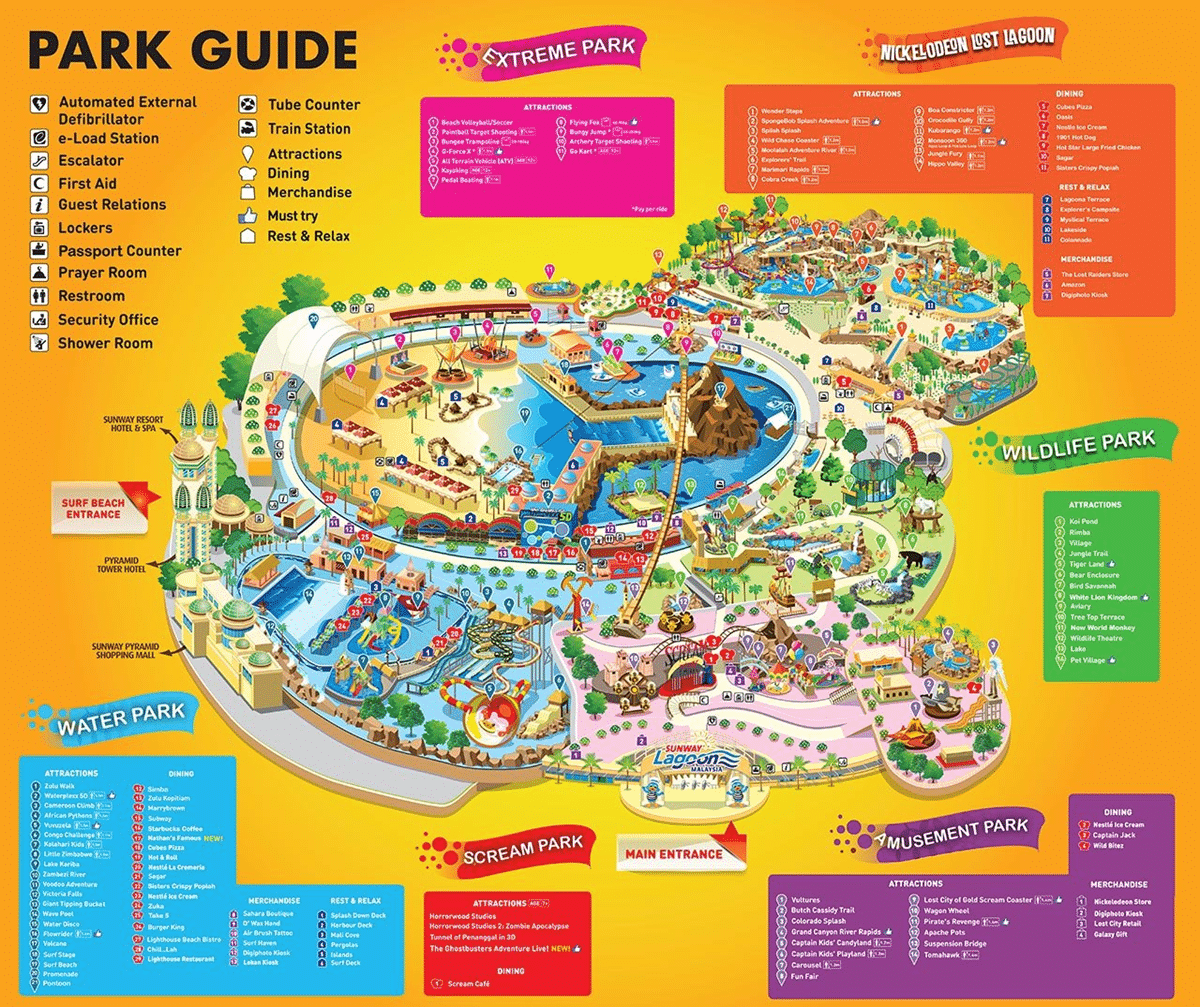 خريطة أقسام Sunway Lagoon