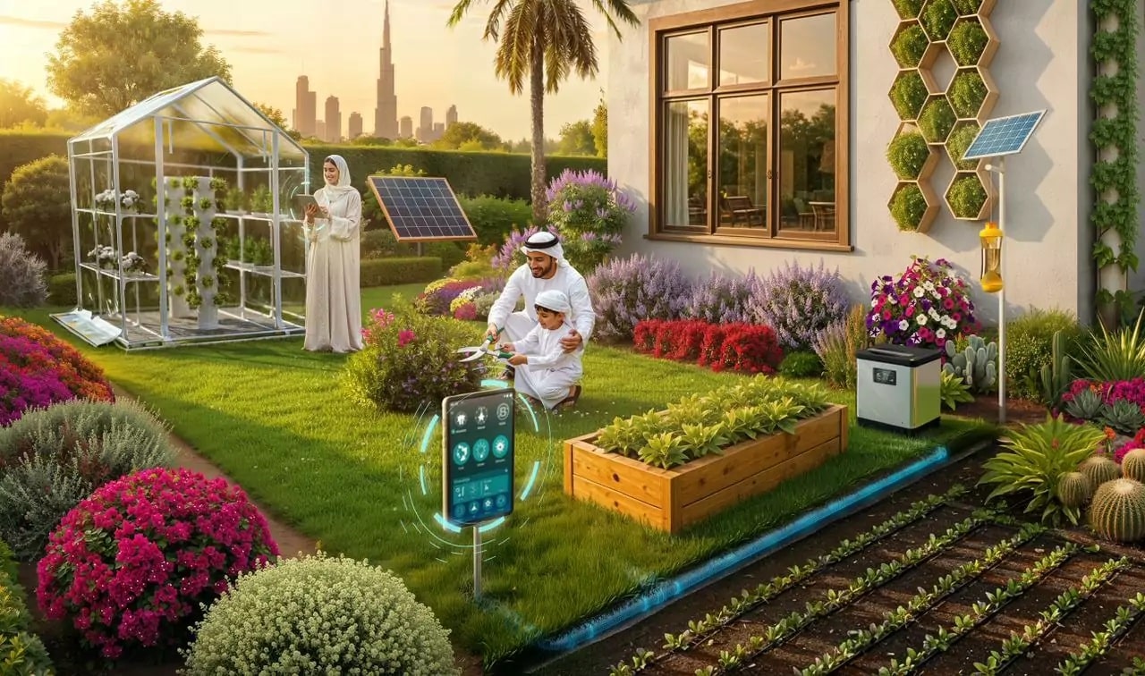 "أطفال يستمتعون بالأنشطة التعليمية في حديقة دبي للاستدامة التي تعلّم مفاهيم البيئة والطاقة النظيفة"